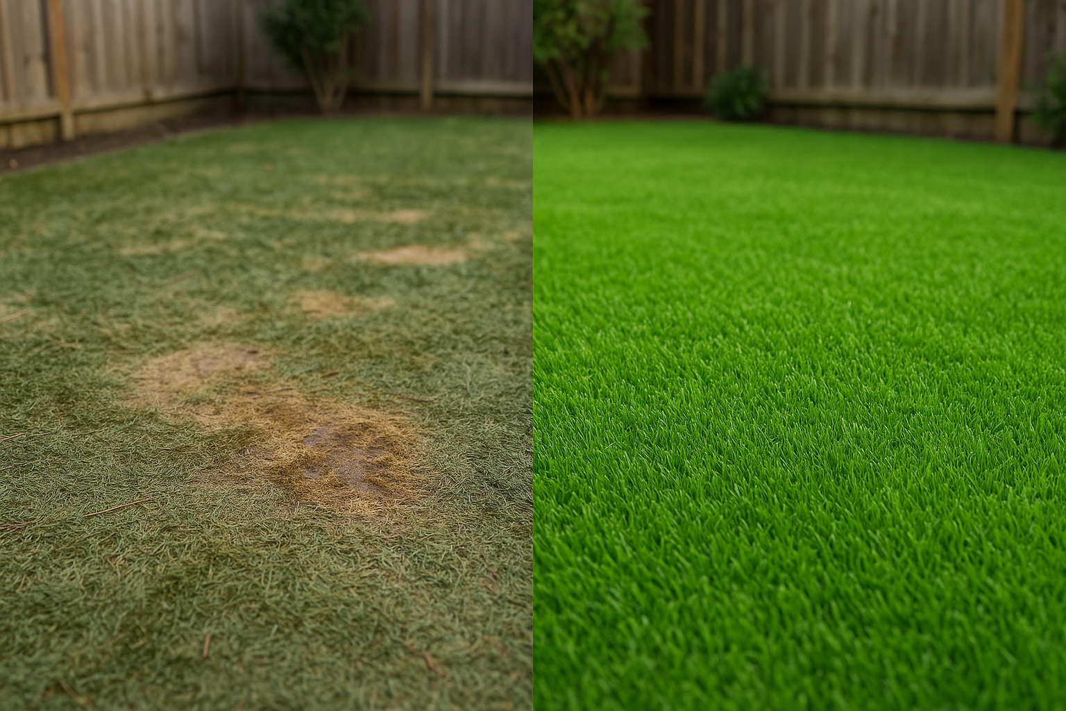 Turf before and after cleaning