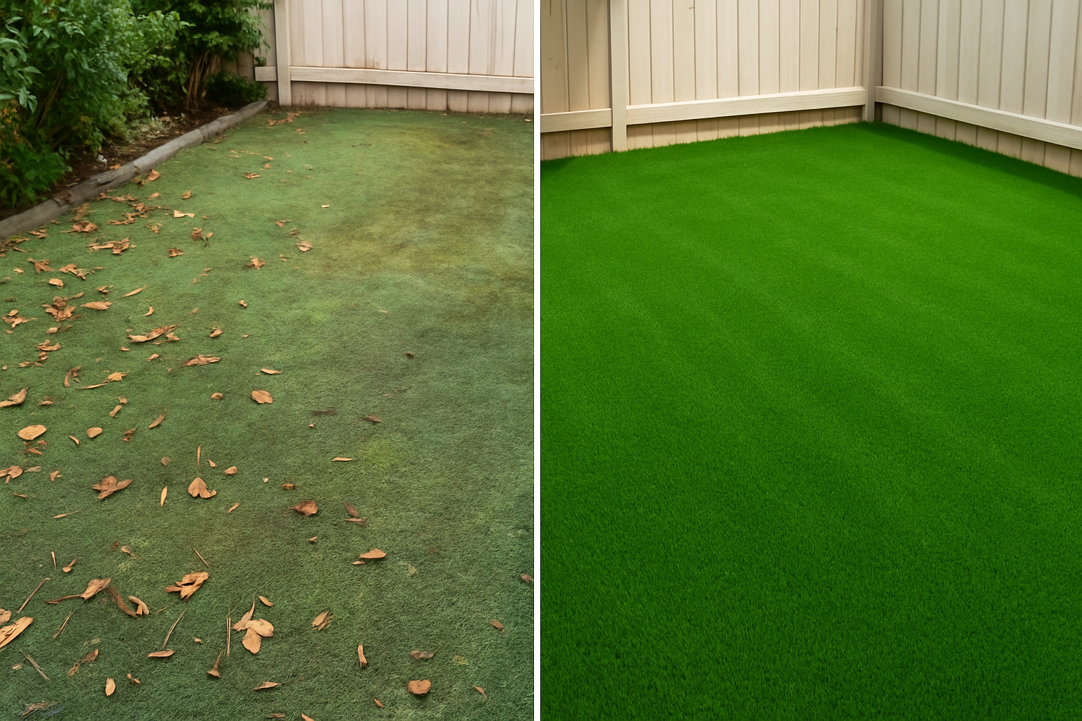 Turf before and after cleaning