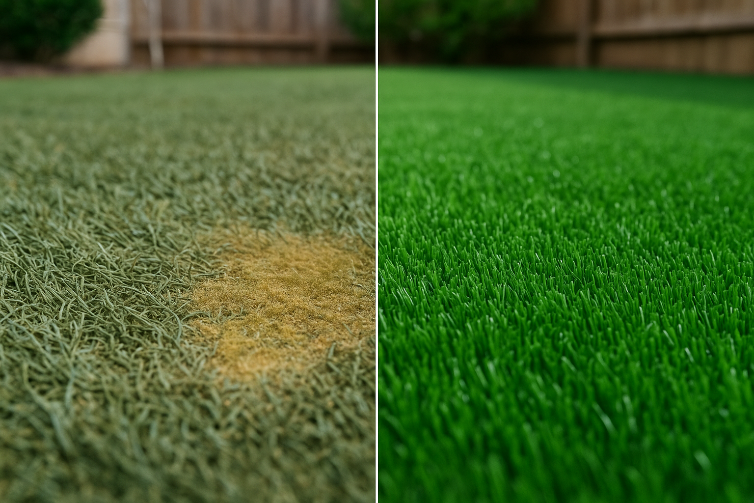 Turf before and after cleaning